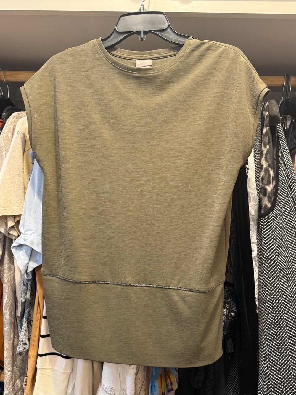 Chico's Olive-Tone Cap Sleeve Top